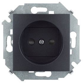 Simon 15 Графит Розетка без заземления 2Р, с защитными шторками, 16А, 250В, винт. зажим
