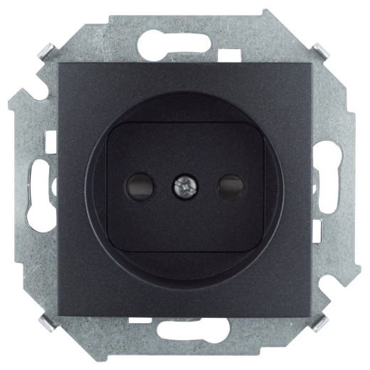 Розетка без заземления 2Р, с защитными шторками, 16А, 250В, винт. зажим, графит