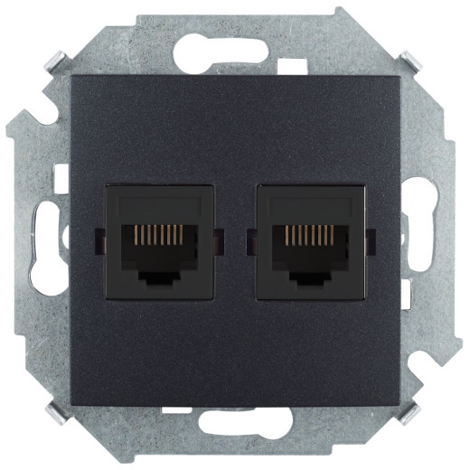 Розетка компьютерная двойная 2хRJ45 кат.5е, Systimax, графит