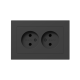 Механизм розетки двойной, 16А, без заземления, без шторок, с рамкой, чёрный Эпика EKF