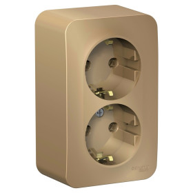 Systeme Electric Blanca наруж Титан Розетка 2-ая с/з без шторок, 16А, 250В