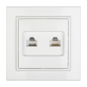 EKF Basic Минск Белый Розетка RJ-45+RJ-11, СП.