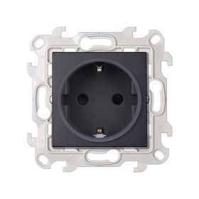 Simon 24 Графит Розетка 2К+3 Sсhuko с защитными шторками