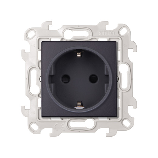 Розетка 2К+3 Sсhuko с защитными шторками, графит