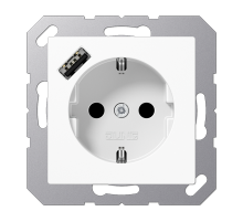 JUNG Розетка SCHUKO® с USB-зарядным устройством, тип А термопласт белый