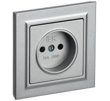 IEK BRITE BASE Алюминий Розетка без з/к/ш 10А в сб. РСР10-1-0-БрА