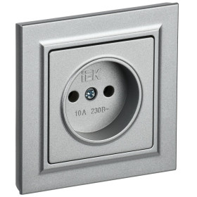 IEK BRITE BASE Алюминий Розетка без з/к/ш 10А в сб. РСР10-1-0-БрА
