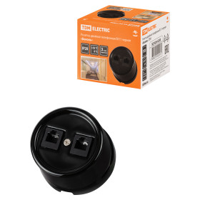 TDM Розетка двойная телефонная RJ11 черная «Болонь»