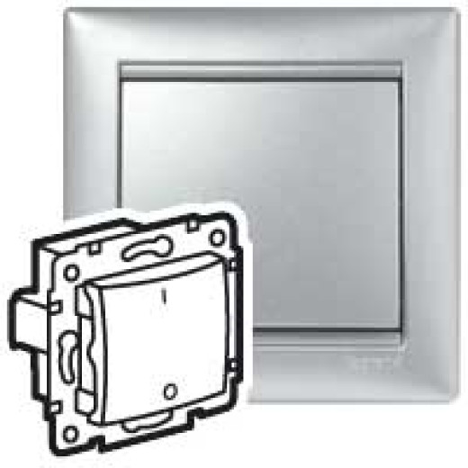 Переключатель одноклавишный трёхполюсный - Legrand Valena - 10А 400В безвинтовые зажимы - алюминий