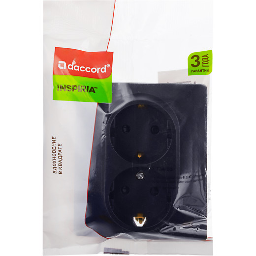 Розетка двойная с заземлением - Legrand/Daccord Inspiria - со шторками в сборе 16А 250В винтовые зажимы - антрацит