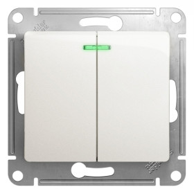 Systeme Electric Glossa Перламутр Выключатель 2-клавишный с подсветкой сх.5а, 10АХ