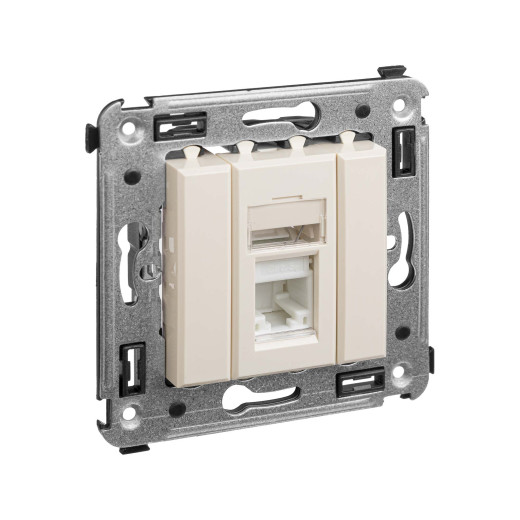 Компьютерная розетка RJ-45 в стену, кат.5e одинарная, Avanti, ванильная дымка