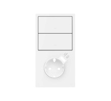 Simon 100 Белый матовый Кит 2 поста, фронт. Накладка вертикальная на 1 розетку Schuko с з/у USB SC + 2 клавиши выключателей