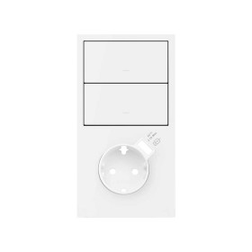 Simon 100 Белый матовый Кит 2 поста, фронт. Накладка вертикальная на 1 розетку Schuko с з/у USB SC + 2 клавиши выключателей