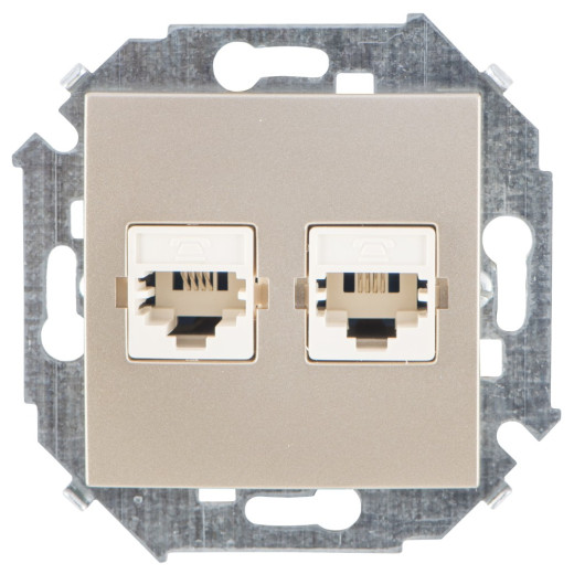Simon 15 Шампань Розетка телефонная 2-я RJ11, винт.заж.