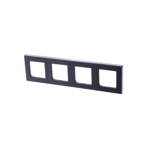 Рамка ABB Levit 4 поста сталь / дымчатый чёрный