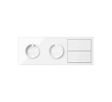 Simon 100 Белый глянец Кит 3 поста, фронт. Накладка на 2 розетки Schuko + 2 клавиши выключателей
