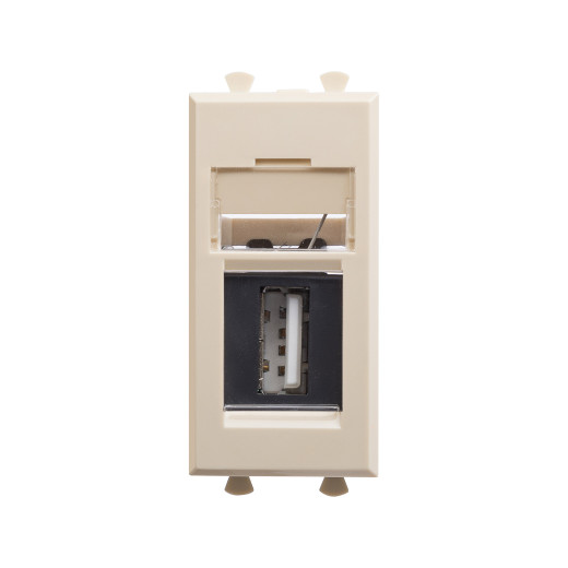 USB 2.0 розетка модульная, тип А-А, Avanti, ванильная дымка, 1 модуль