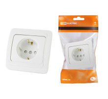 TDM Розетка 2П+З 16А  c защитными шторками белая 