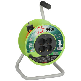 ЭРА Удлинитель силовой RP-4e-3х0.75-30m на пластиковой катушке c заземлением 4 розетки 30м ПВС 3х0,75мм2