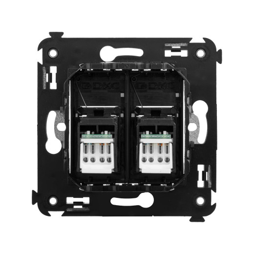 Компьютерная розетка RJ-45 в стену, кат.6 двойная, Avanti, черный матовый