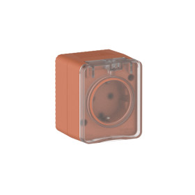 Systeme Electric AtlasDesign Profi54 Наруж Терракотовый Розетка с заземлением со шторками 16А 250В