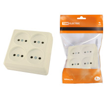 TDM Розетка четырехместная 2П открытой установки IP20 10А сл. кость 