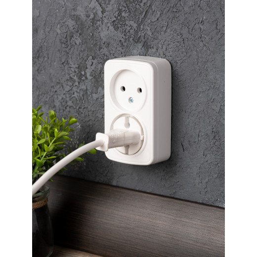 Минск Розетка 2-местная ОП 10А без заземления белая EKF Basic