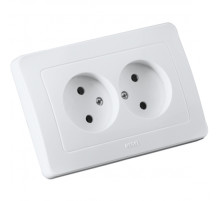 Hegel Мастер внутр Белая РС16-342 Розетка двойная, со шторками