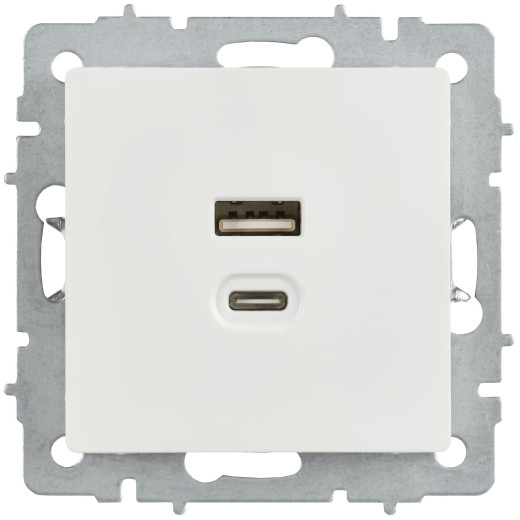 BRITE Роз. USB A+C 45Вт высокоск. зар. РЮ11-2-БрБ бел. IEK