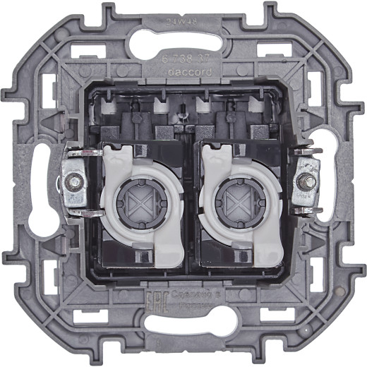 Розетка компьютерная двойная RJ45 категория 5e UTP - Legrand/Daccord Inspiria - алюминий