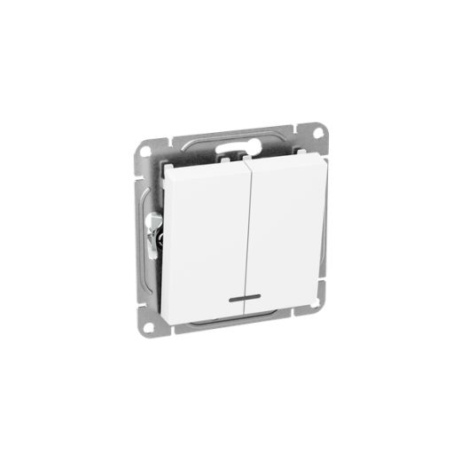 Механизм выключателя, двухклавишный, с подсветкой, белый Эпика EKF