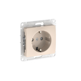 Systeme Electric Glossa Бежевый Розетка с заземлением со шторками, 16А, мех., быстрозажим. клем.