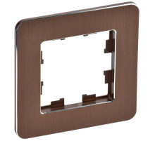 IEK BRITE DECOR Коричневый металл скругл.угол Рамка 1-мест. РУ-1-1-Бр RE AL