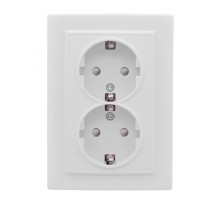 EKF Basic Минск Белый Розетка 2-ая, с/з,со шторками, 16А, СП.