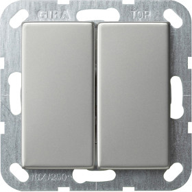 Gira S-55 Сталь Выключатель двухклавишный с самовозвратом