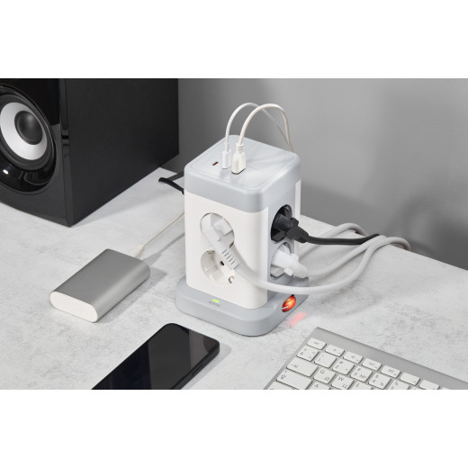 DOMINIC Удлинитель У08K 1,5м 3х1мм2 USB A+C 20Вт сер IEK