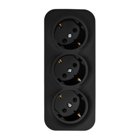 Legrand Quteo IP20 Чёрный матовый Розеточный блок тройной с заземлением с предварительным подключением со шторками 16А 250В винтовые зажимы накладной.