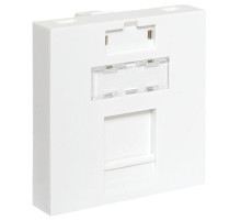 EKF TeraLINK PRO Вставка розеточная TeraLINK PRO 45x45мм формат Mosaic на 1 модуль Keystone со шторкой и маркером белая.