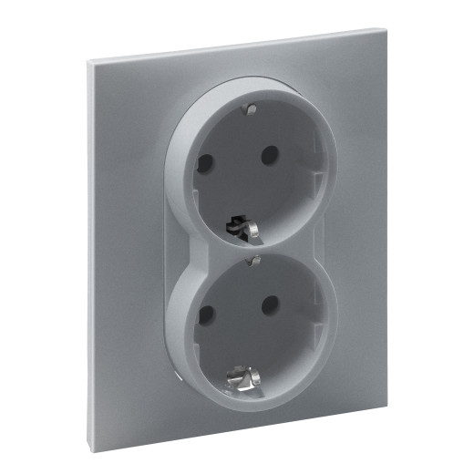 SUNO. Силовая розетка двойная 2х2К+З 16А 250В. С защитными шторками. Безвинтовые зажимы Цвет 