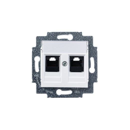 Розетка информационная ABB Levit двойная 2хRJ45 категория 5e белый