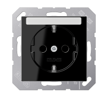 JUNG Розетка SCHUKO® 16A 250V с полем для надписи термопласт черный