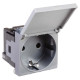 Розетка с крышкой модульная, 2P+E, с з/ш, Avanti, закаленная сталь, 2 модуля
