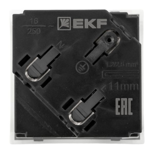 Розетка 45x45 с зазем. 45 градусов, быстрозажимные клеммы, белая EKF