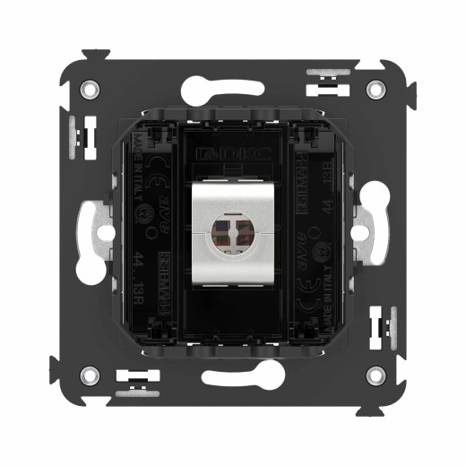 Компьютерная розетка RJ-45 без шторки в стену, кат.6А одинарная экранированная, Avanti, черный квадрат