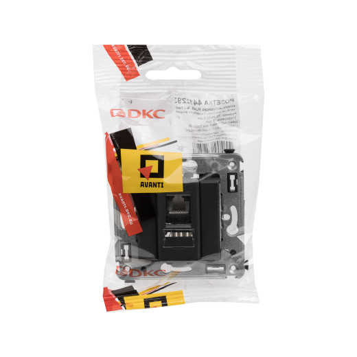 Компьютерная розетка RJ-45 в стену, кат.6 одинарная, Avanti, черный матовый