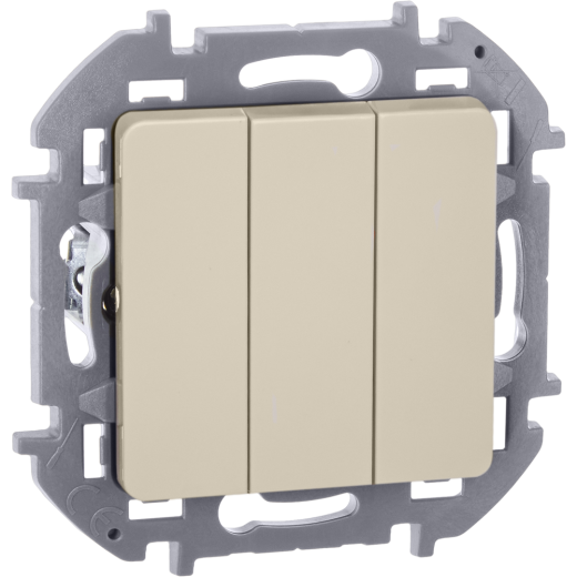 Выключатель трёхклавишный - Legrand/Daccord Inspiria - 10АХ 250В винтовые зажимы - слоновая кость