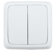 Hegel Альфа наруж Белый ВА10-155 Выключатель 2-клавишный с монт. пластиной