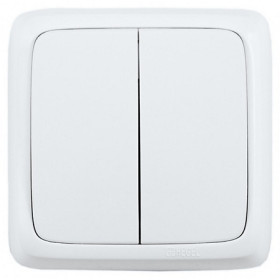 Hegel Альфа наруж Белый ВА10-155 Выключатель 2-клавишный с монт. пластиной