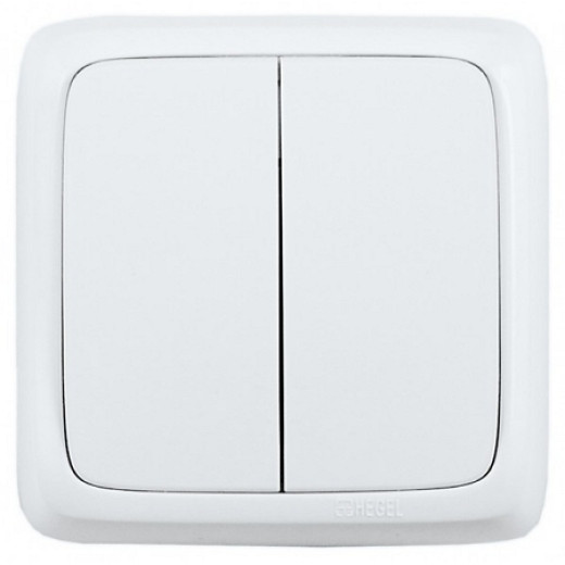 ВА10-155 Выключатель открытой установки, двухклавишный, с монтажной пластиной, цвет белый